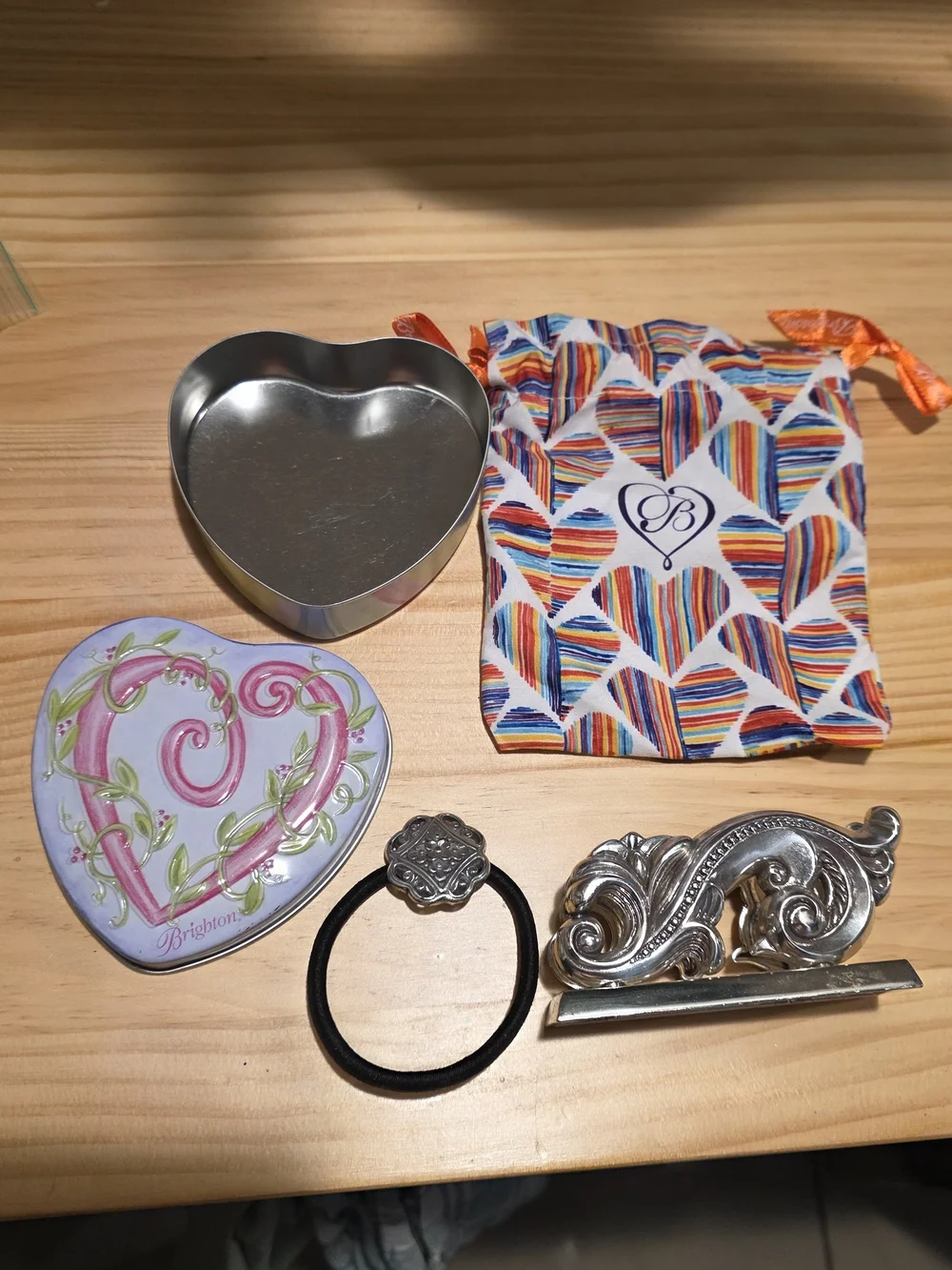 Brighton Hair Tie Hearts Dust Bag Pouch Business Card Holder Tin Can Accessories